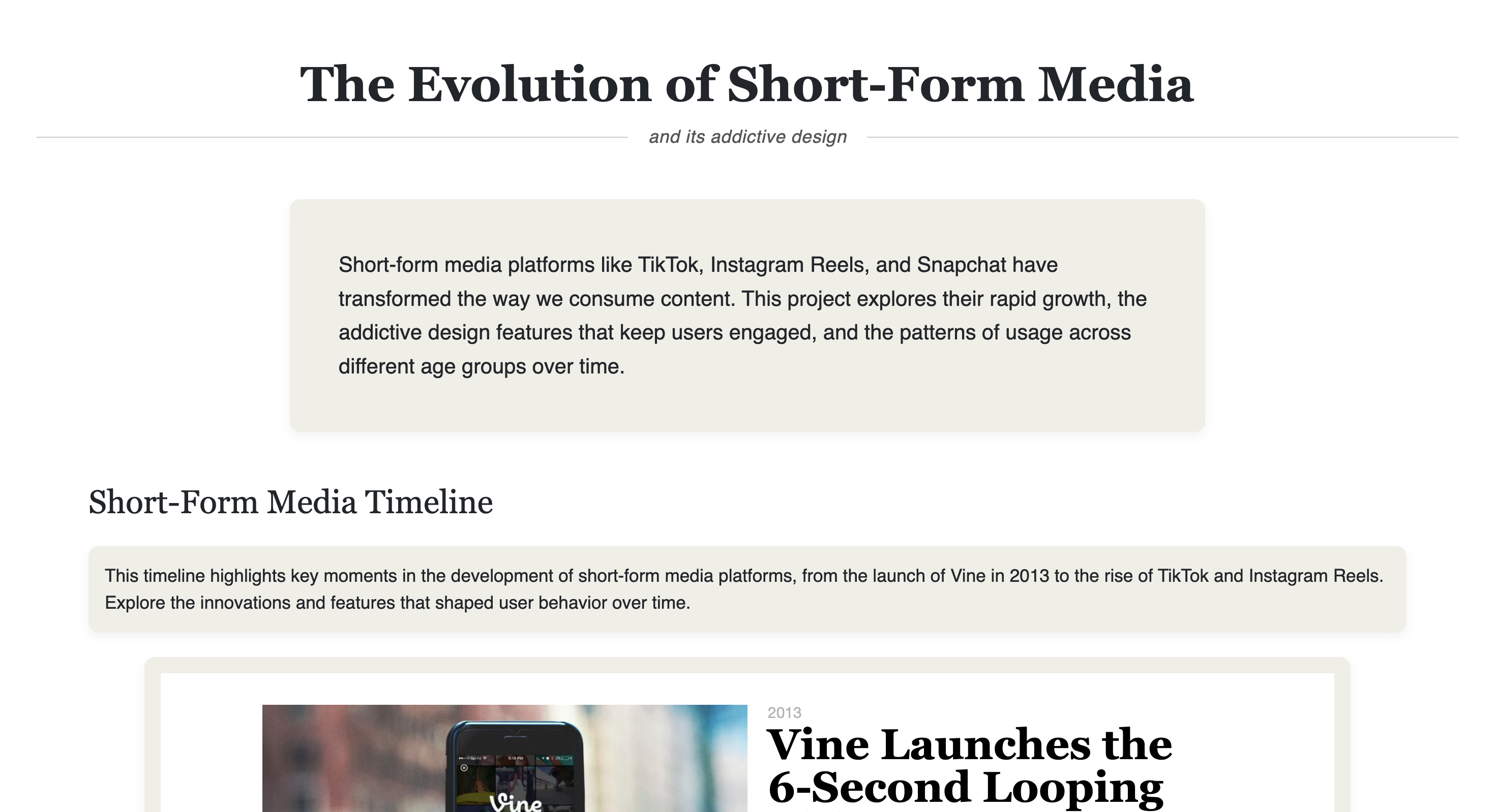 Short Form Media Site Screenshot